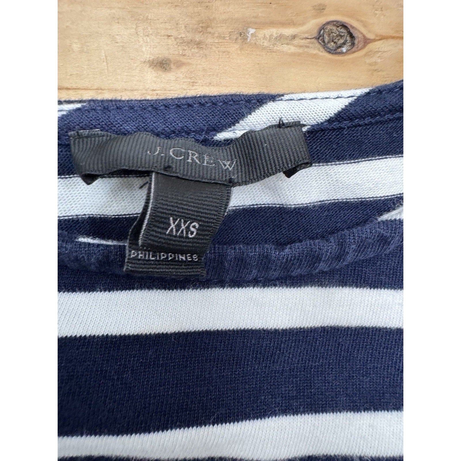 J Crew Striped Belted Cross Back Top Navy Ivory Women’s Size XXS