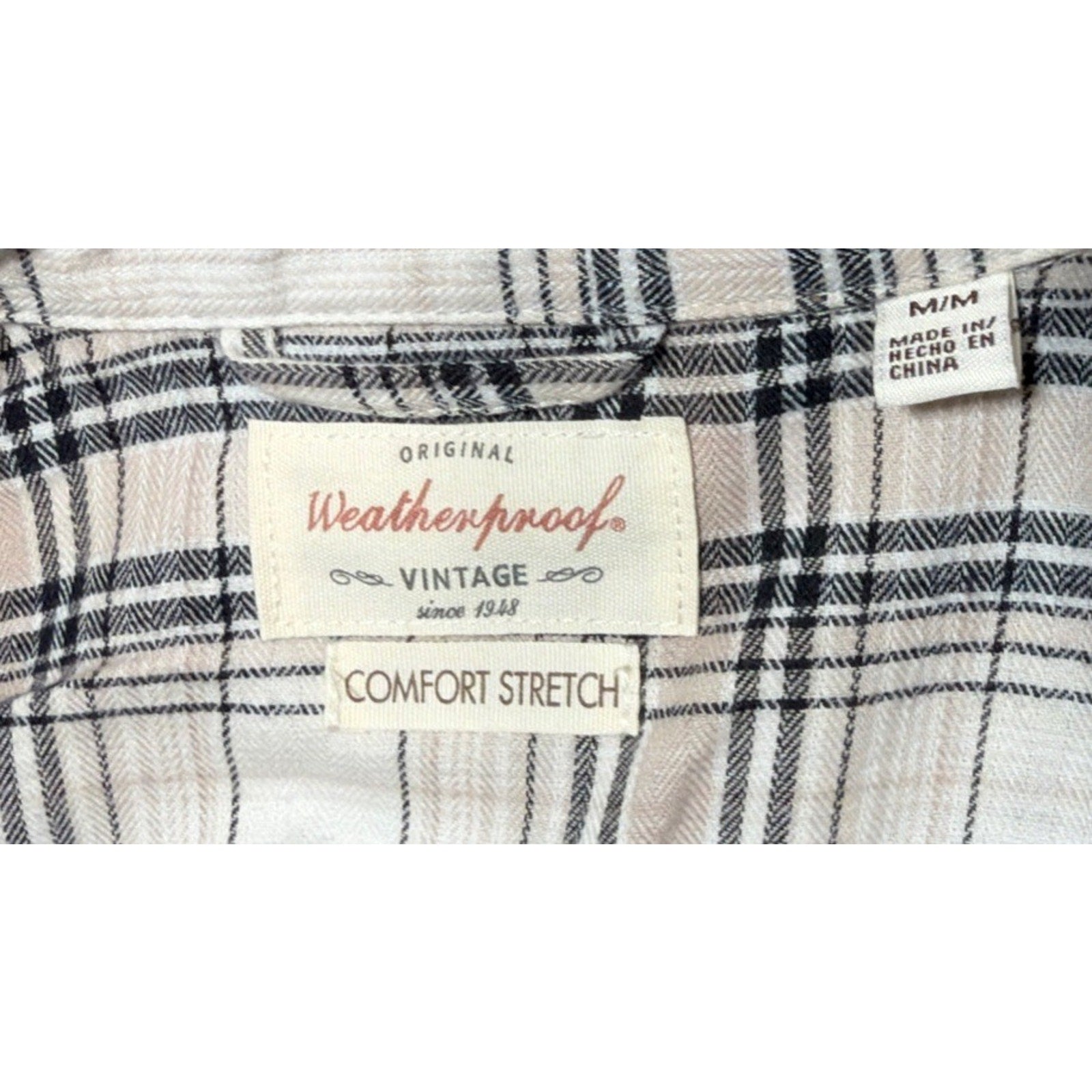 NWT Weatherproof Vintage Ladies Comfort Stretch Flannel Shirt TAN Size M