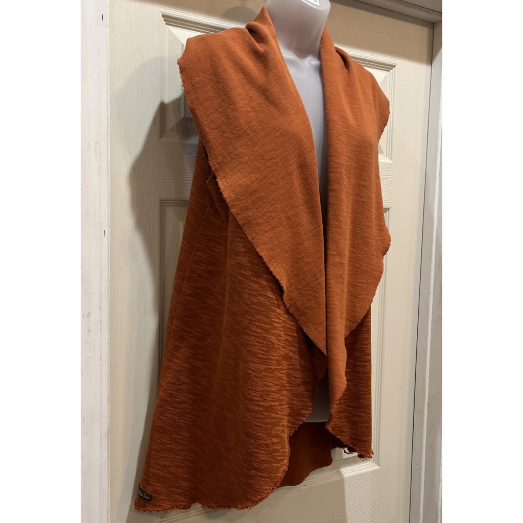 Matilda Jane Size M Vest Cardigan Open Front Draped Pumpkin Orange Women's