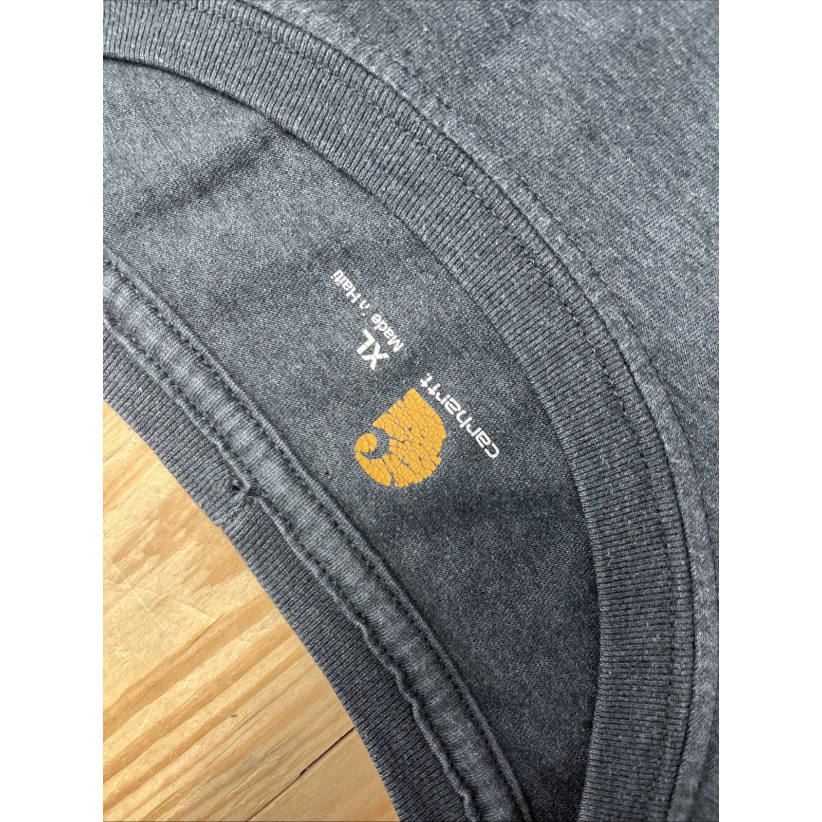 CARHARTT Shirt Mens XL Spellout EST 1889 Rugged Work Long Sleeve Cotton Gray