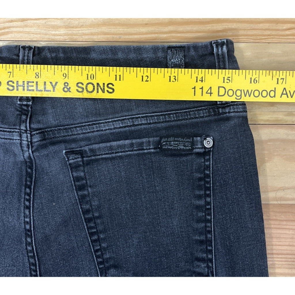 7 for all mankind b(air) The High Waist Ankle Skinny Jeans Black Raw Hem Size 31