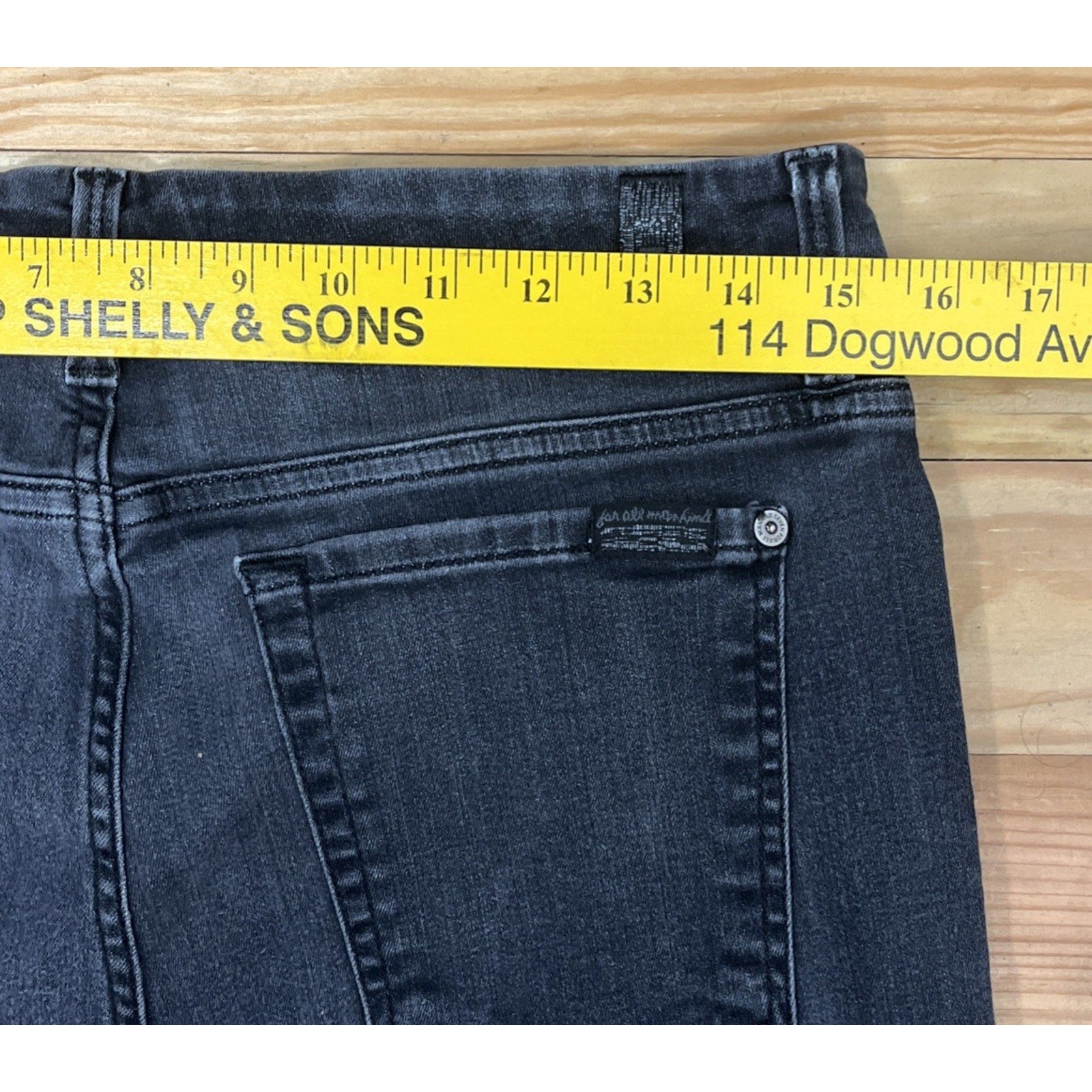 7 for all mankind b(air) The High Waist Ankle Skinny Jeans Black Raw Hem Size 31