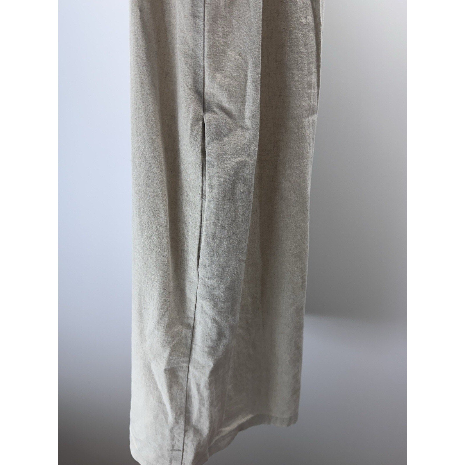 Liz Claiborne Linen Blend Sleeveless Shirt Dress Pockets Size Large Beige NWT