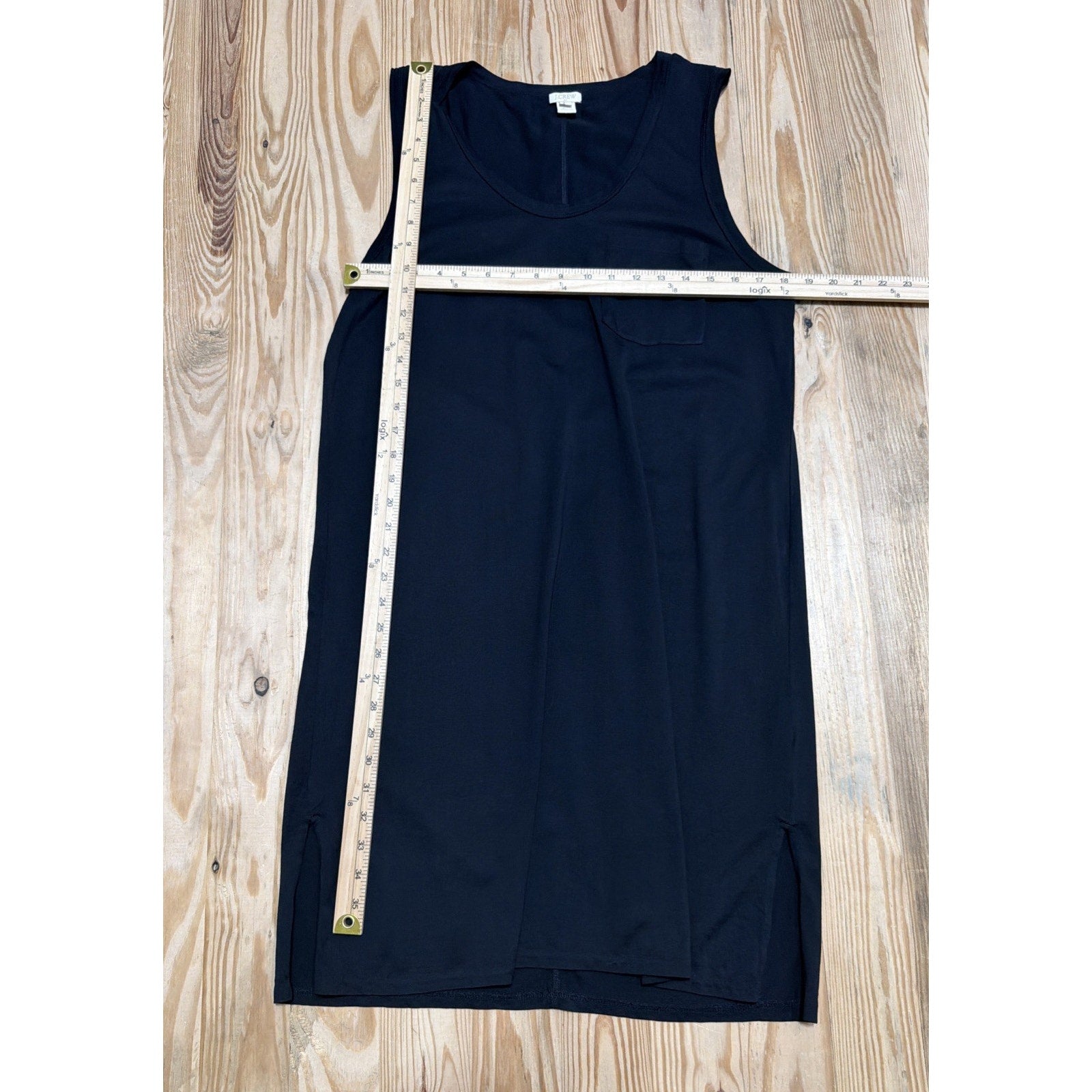 J CREW BLACK T - SHIRT DRESS STRAIGHT LINE SOLID WOMEN SIZE L