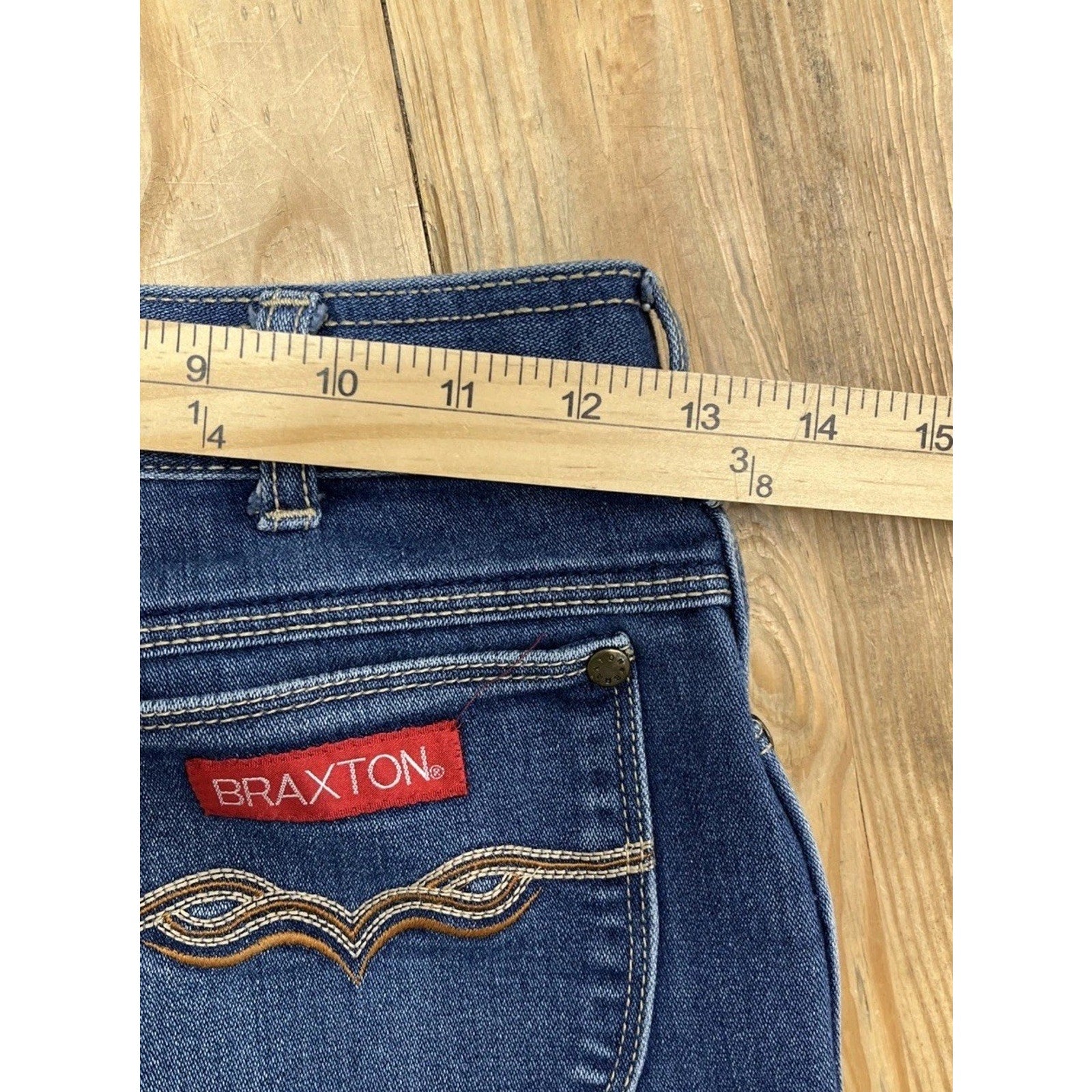 Vintage Braxton Womens Blue High-Waisted Straight-Leg Denim Jeans Size 25x29