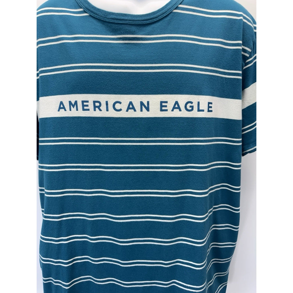 American Eagle Shirt XX-Large Blue White Stripe Logo Basic T-Shirt