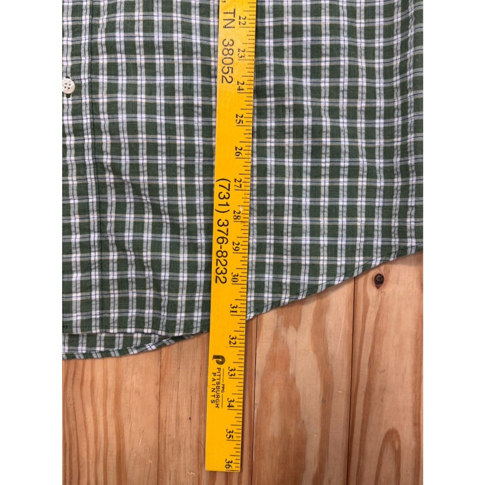 CHAPS Shirt Men's Size XX-Large Green Checks Short Sleeves Casual Button Front