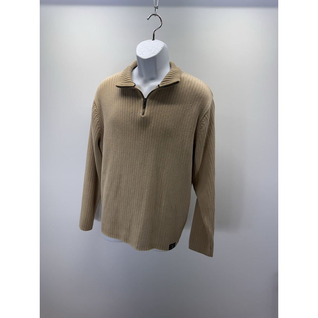 American Eagle Outfitters Mens Vintage Slim Fit 1/4 Zip Sweater XL Tan