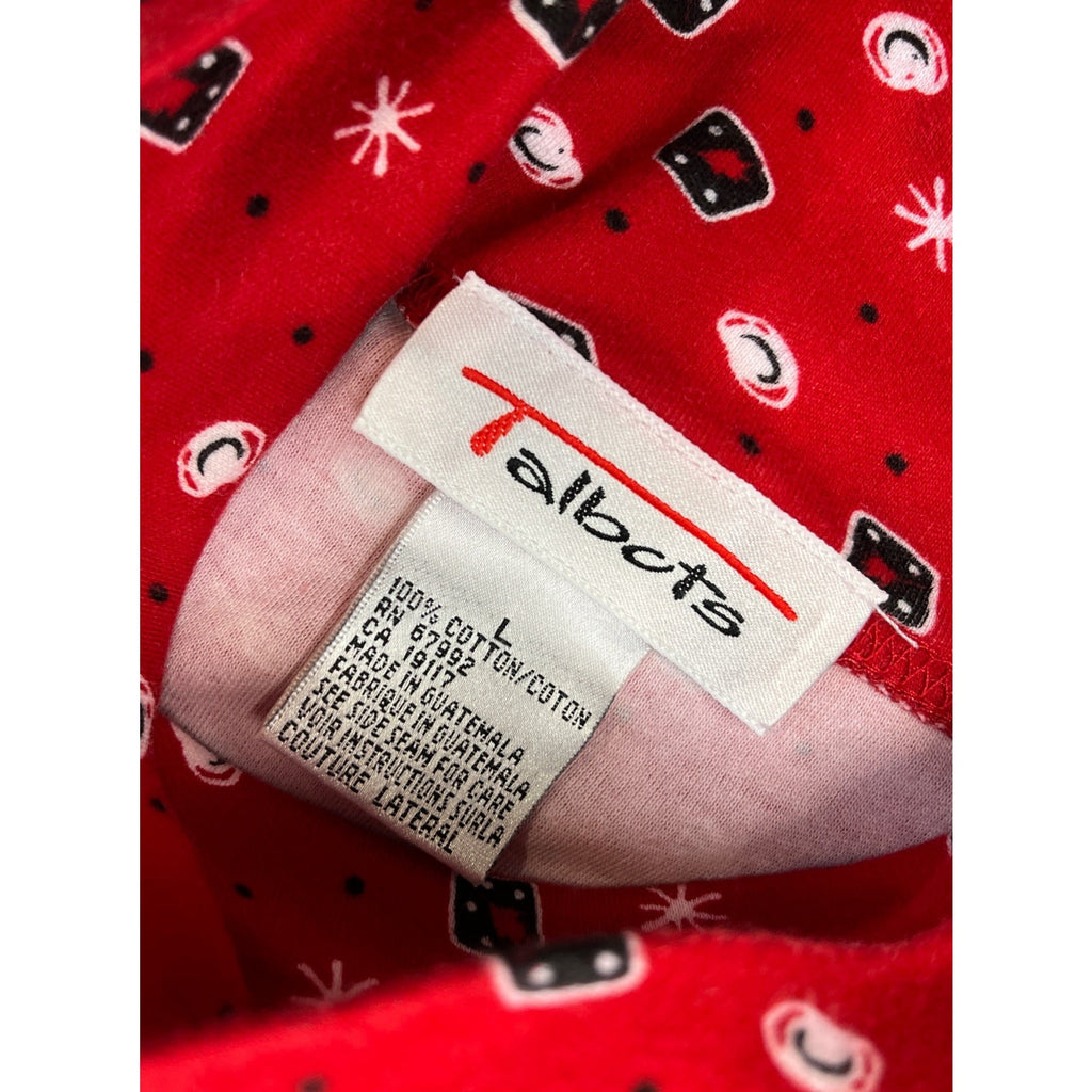 Talbots Top Womens Large Vintage 90s Novelty Print Turtleneck Artsy