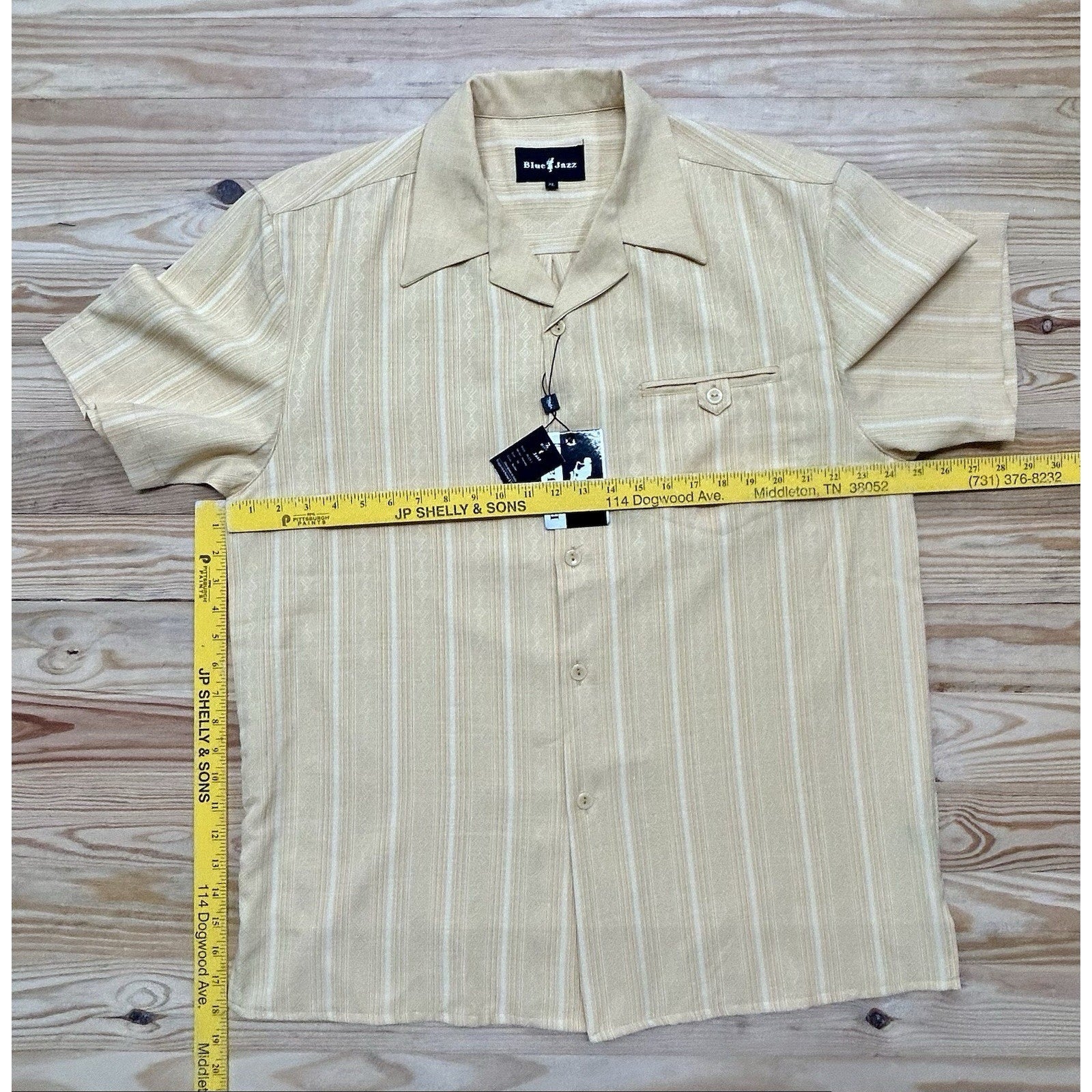 BLUE JAZZ Italy Men Short Sleeve ButterColor Button Front Camp Shirt XL NEW TAG