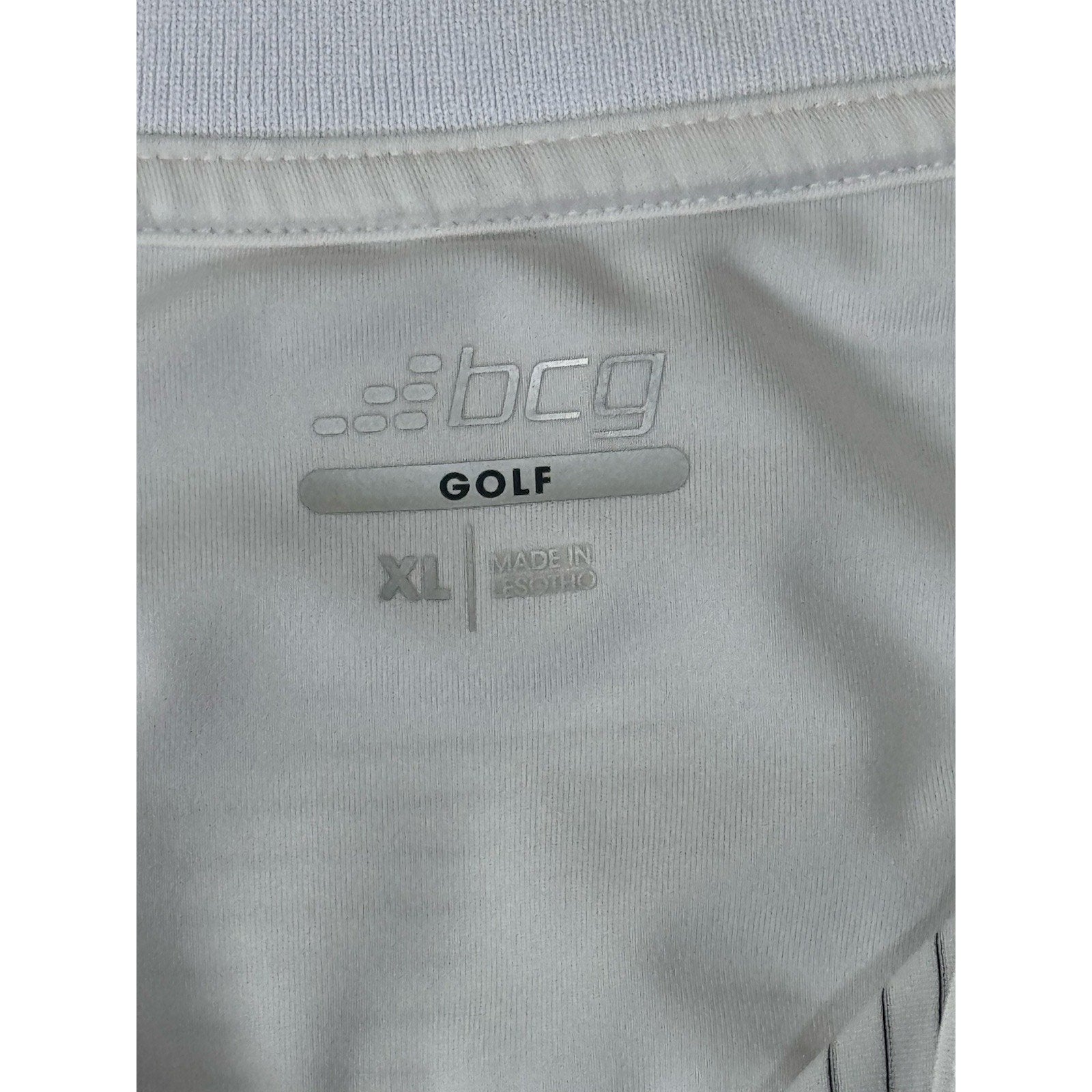 Men's BCG Academy Golf Activewear White Striped Polo Shirt Size XL