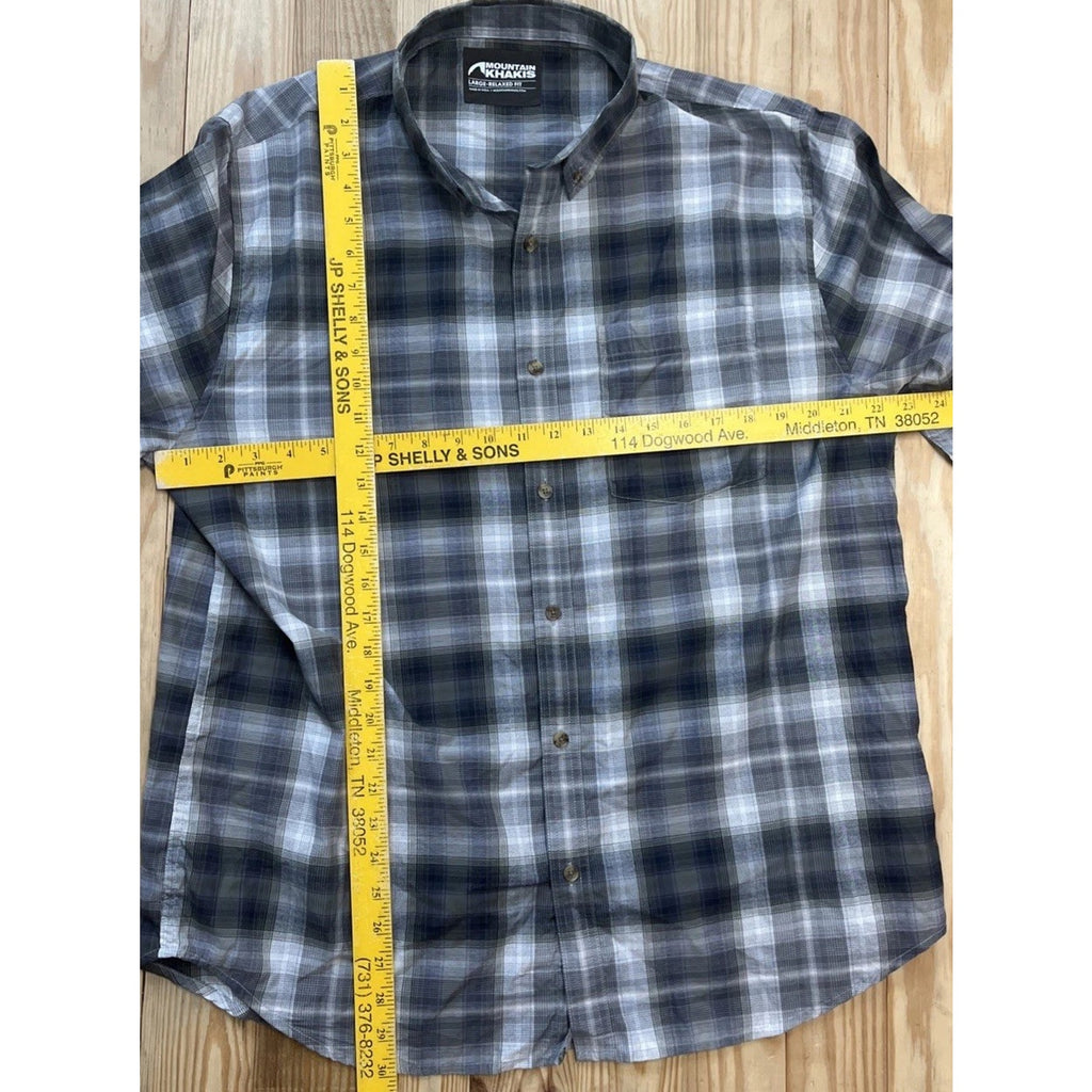 Mountain Khakis Shirt Men L Plaid Flannel Organic Cotton Relaxed Fit Outdoors.