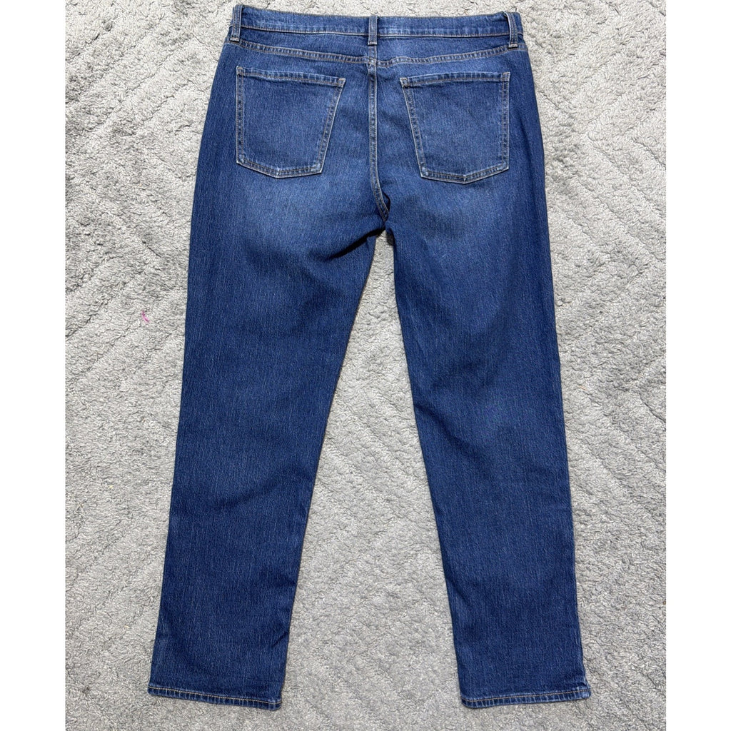 Womens Old Navy Mid-Rise Wow Boyfriend Ankle Blue Denim Jeans Cotton Blend 12