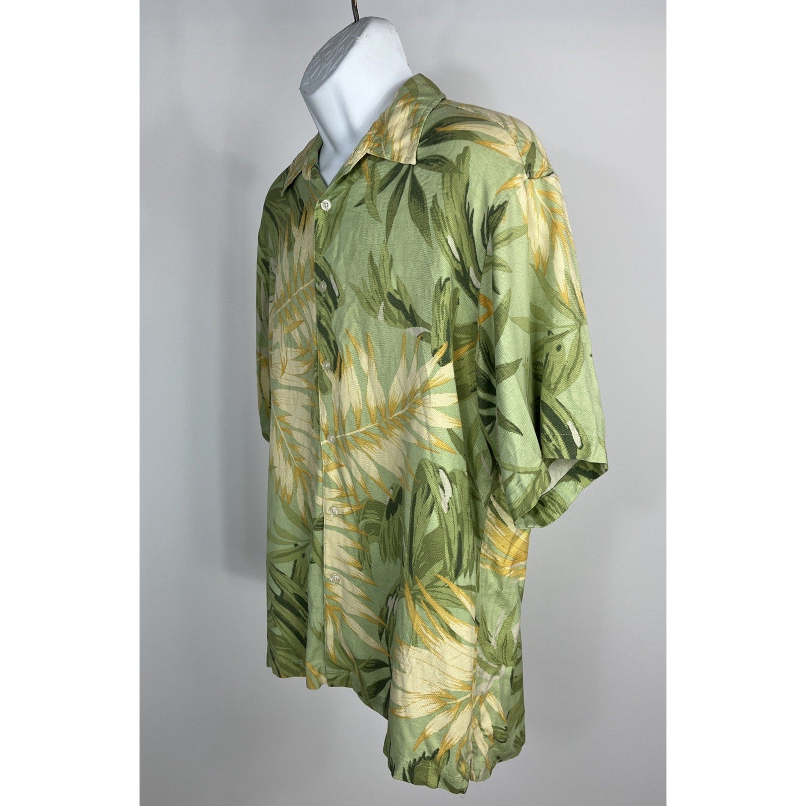 IZOD GOLF 100% Washable Silk Camp Tropicabana Aloha Shirt Casual Mens Large