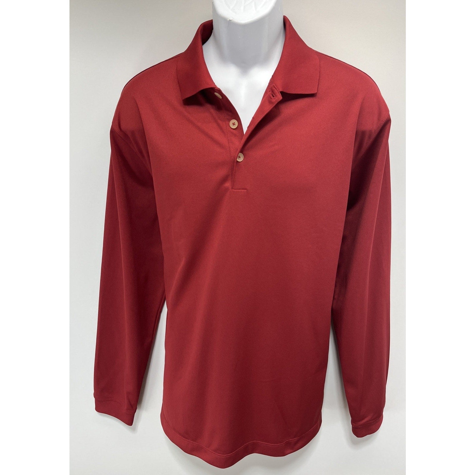 Nike Golf Polo Shirt Men L Burgundy Dri Fit Lg Sleeve Athleisure Outdoor