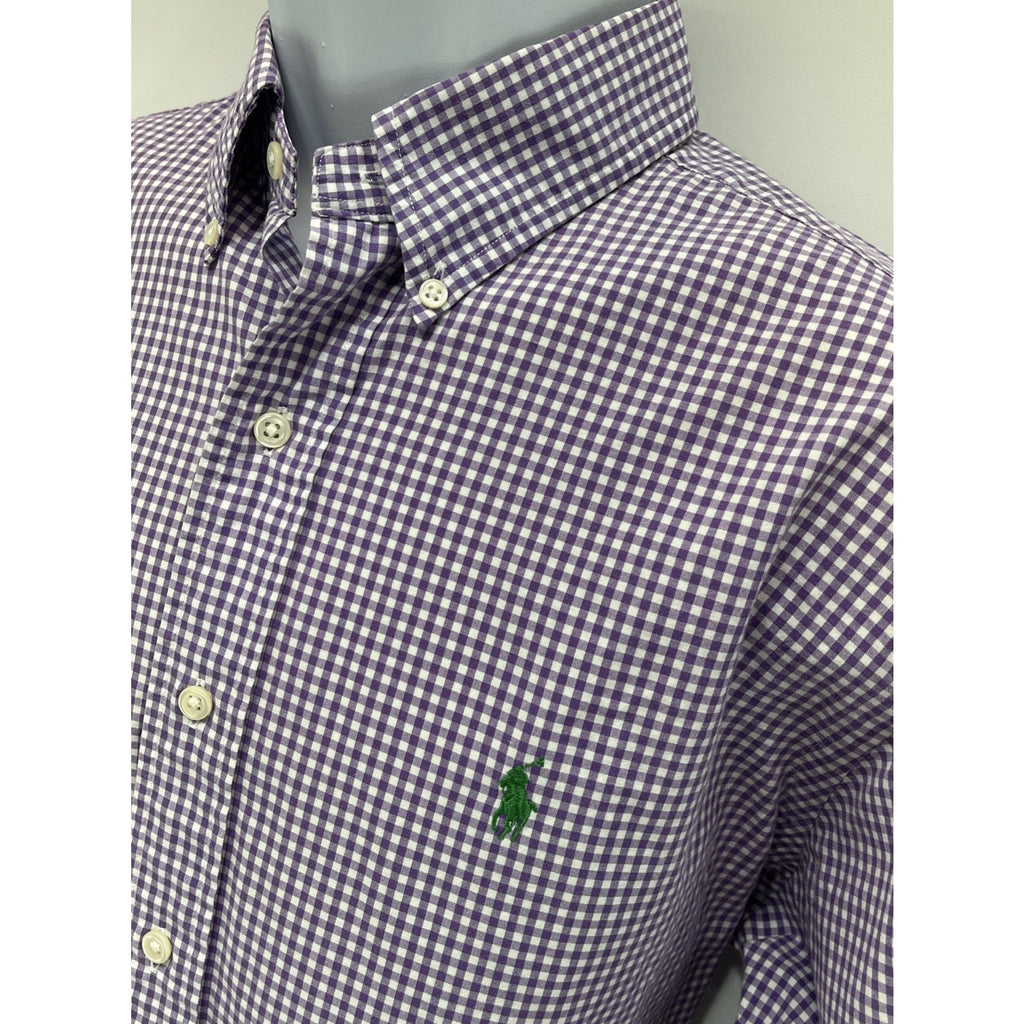 Ralph Lauren Shirt Men’s L Purple Gingham Classic Fit Button Up Long Sleeve
