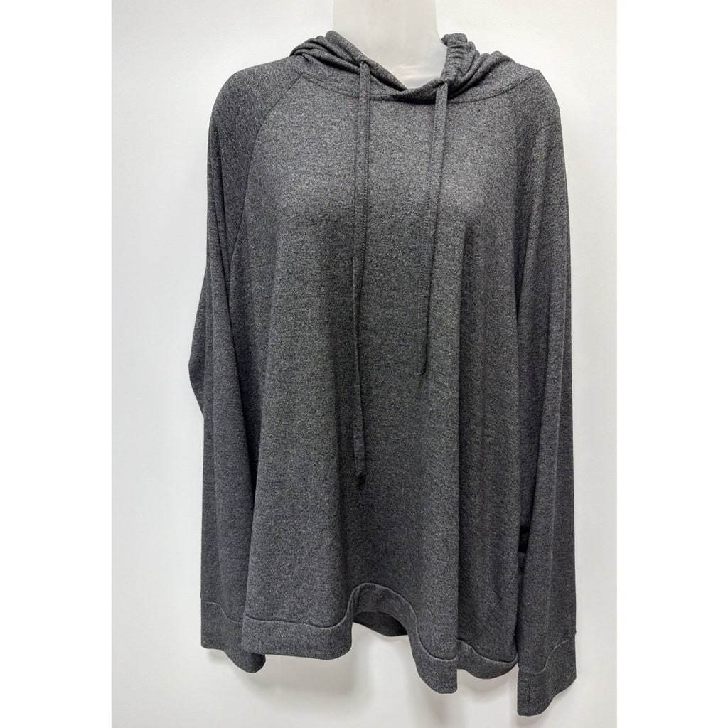 TORRID Women Jacket Gray Wrap Lightweight Open Hooded Drawstring Size 5