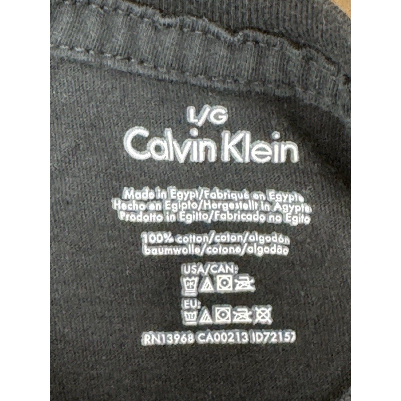 Calvin Klein Crewneck 100% Cotton Short Sleeve T-Shirt Black Men’s Size Large