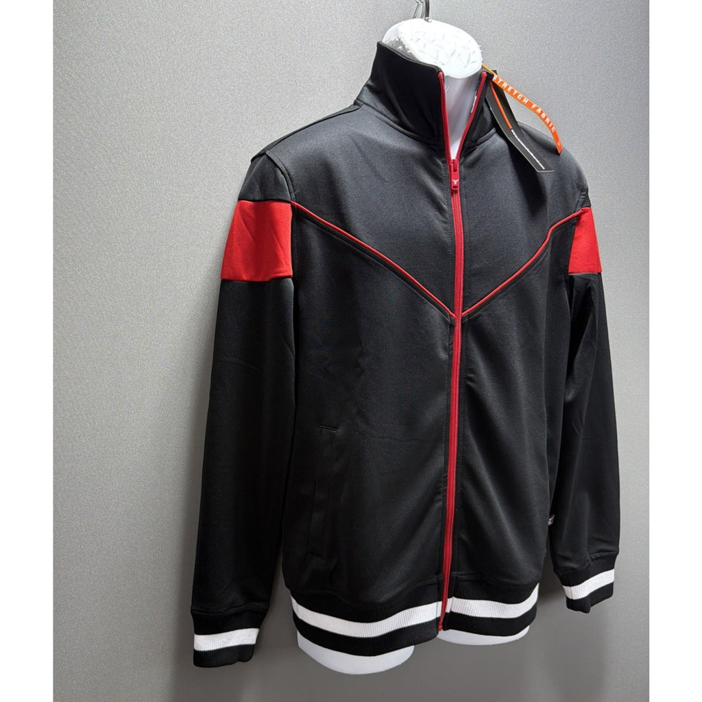 SCREENSHOT F11956 Men's Premium Track Athletic Jacket Size SMALL Black Red New