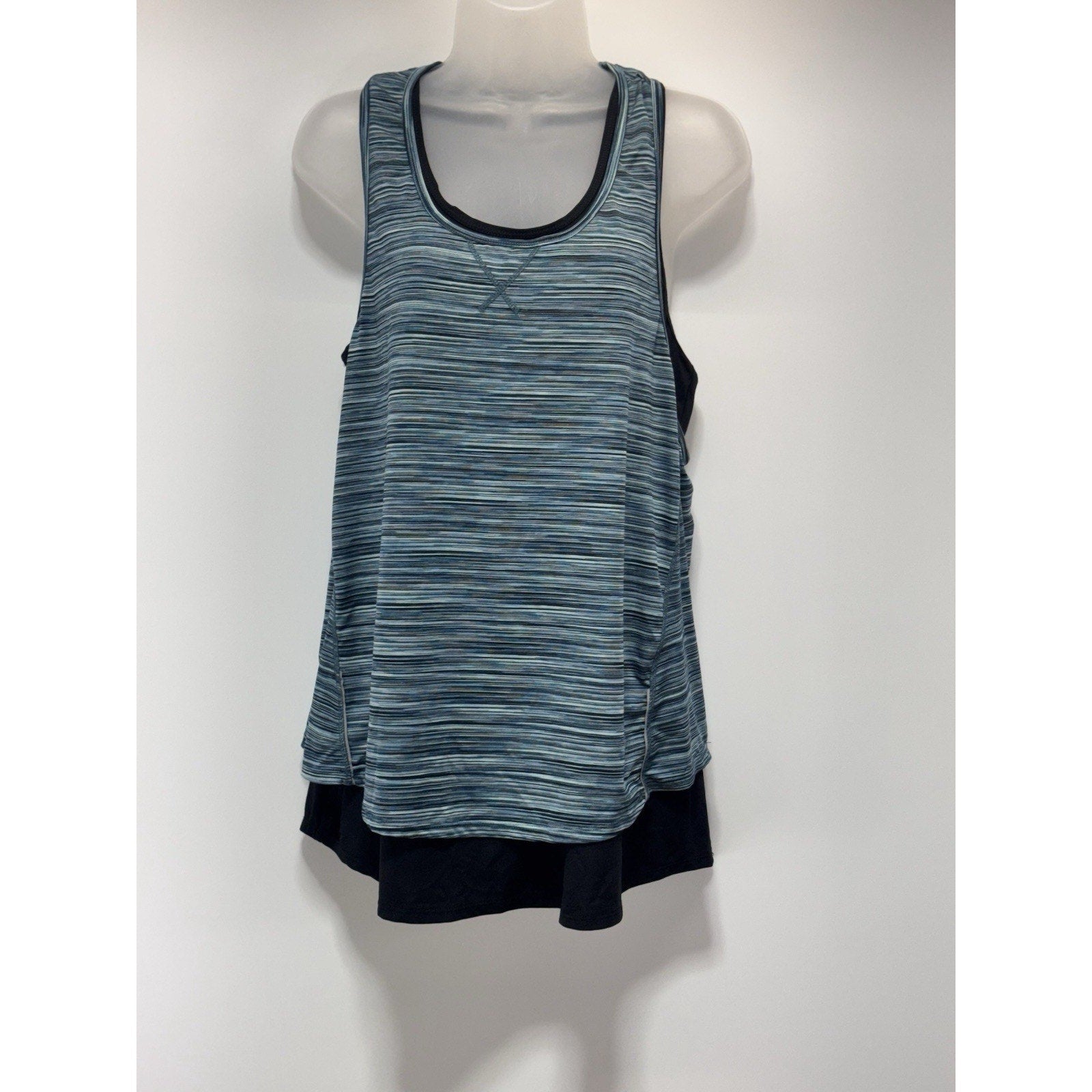 Tangerine Double Layer Teal Black Active Tank Women’s Size Large