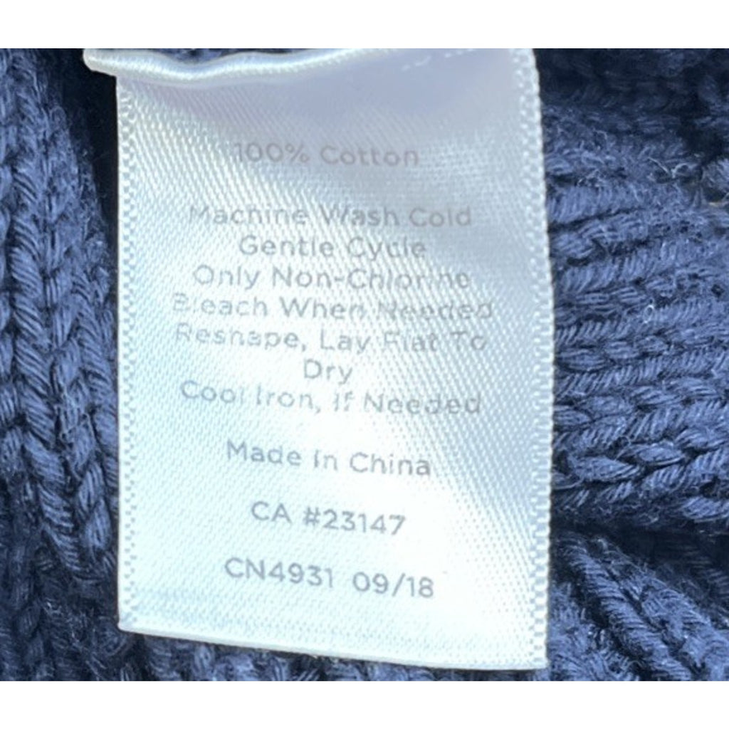 Talbots Navy Blue Cable Ribbed Yoke Sweater Size XL