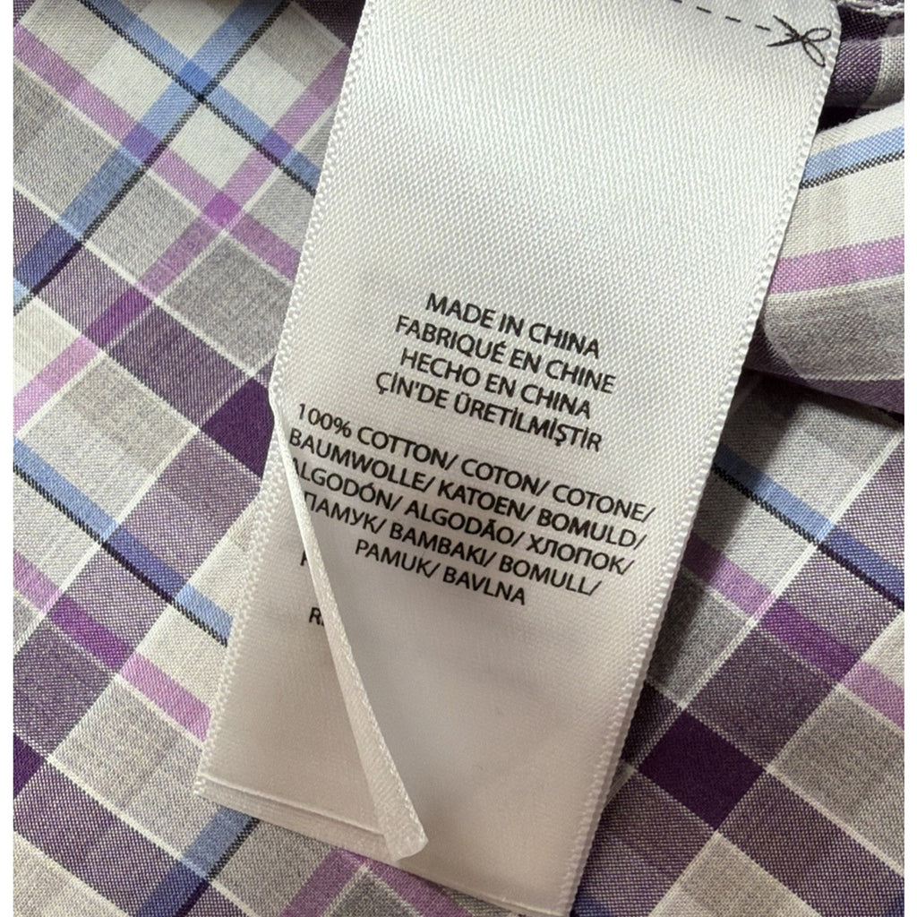 Mens Polo Ralph Lauren Slim Fit Long Sleeved Purple Plaid Button Up Shirt L
