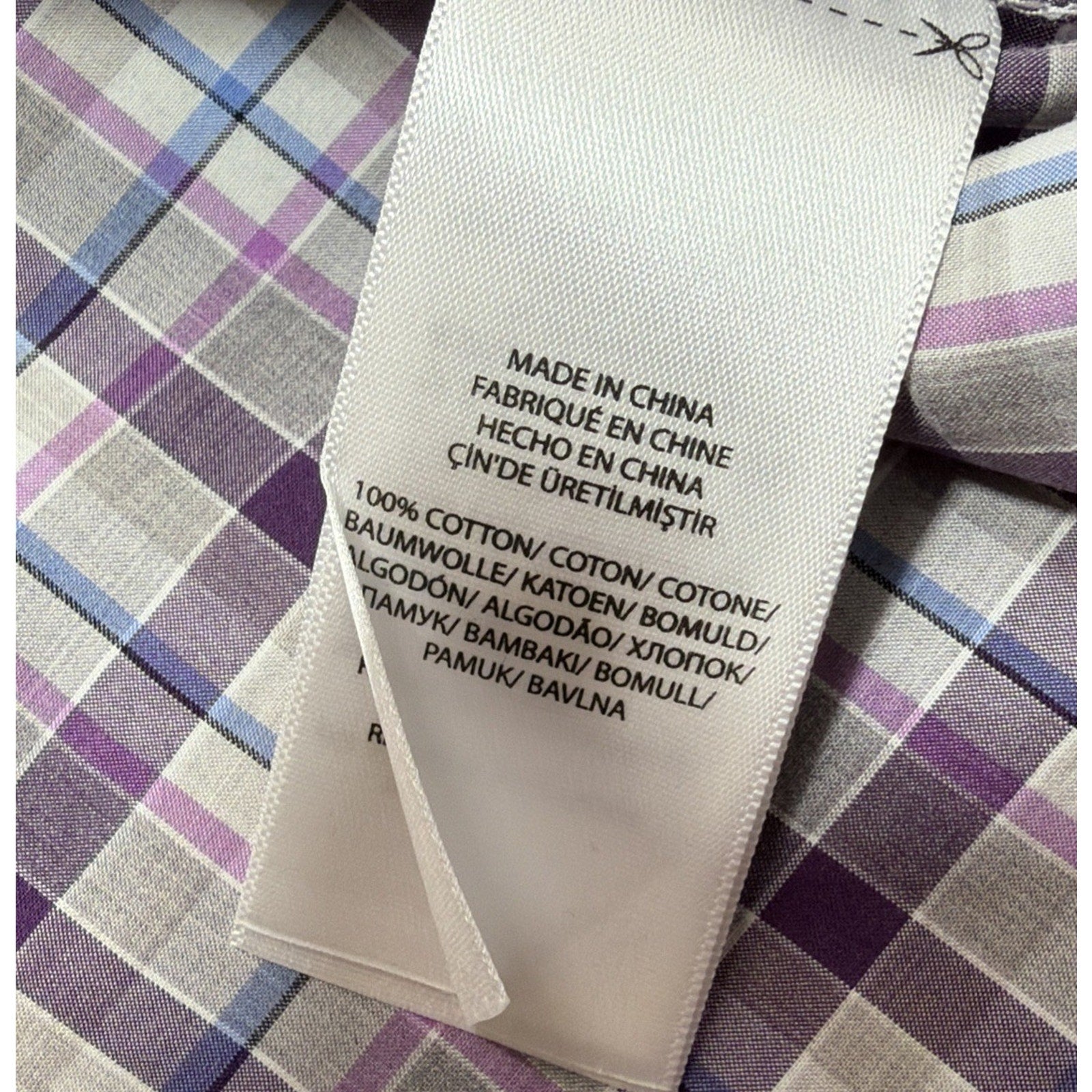 Mens Polo Ralph Lauren Slim Fit Long Sleeved Purple Plaid Button Up Shirt L