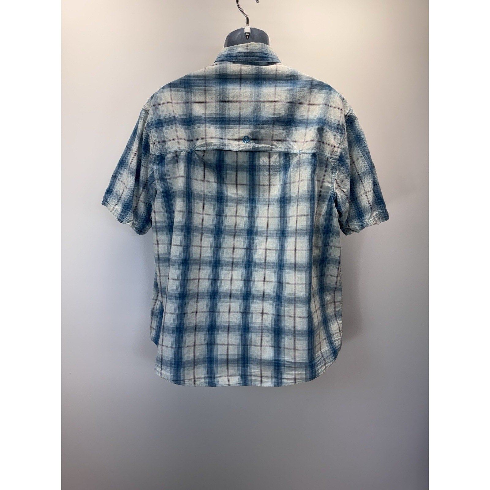 WOLVERINE Fishing Shirt White Blue Plaid 100% Cotton Men's XL