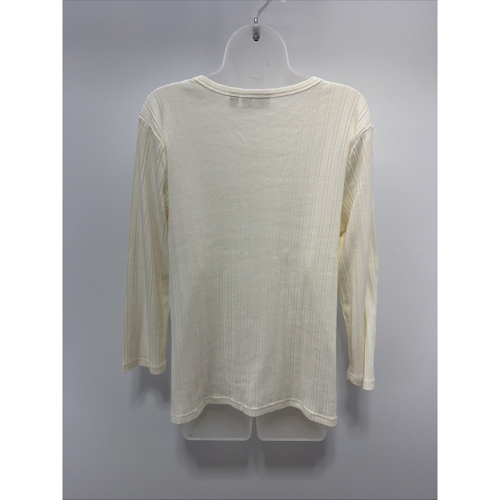 Croft & Barrow Women Sweater XL Round Hem Scoop Neck Cable Knit Ivory