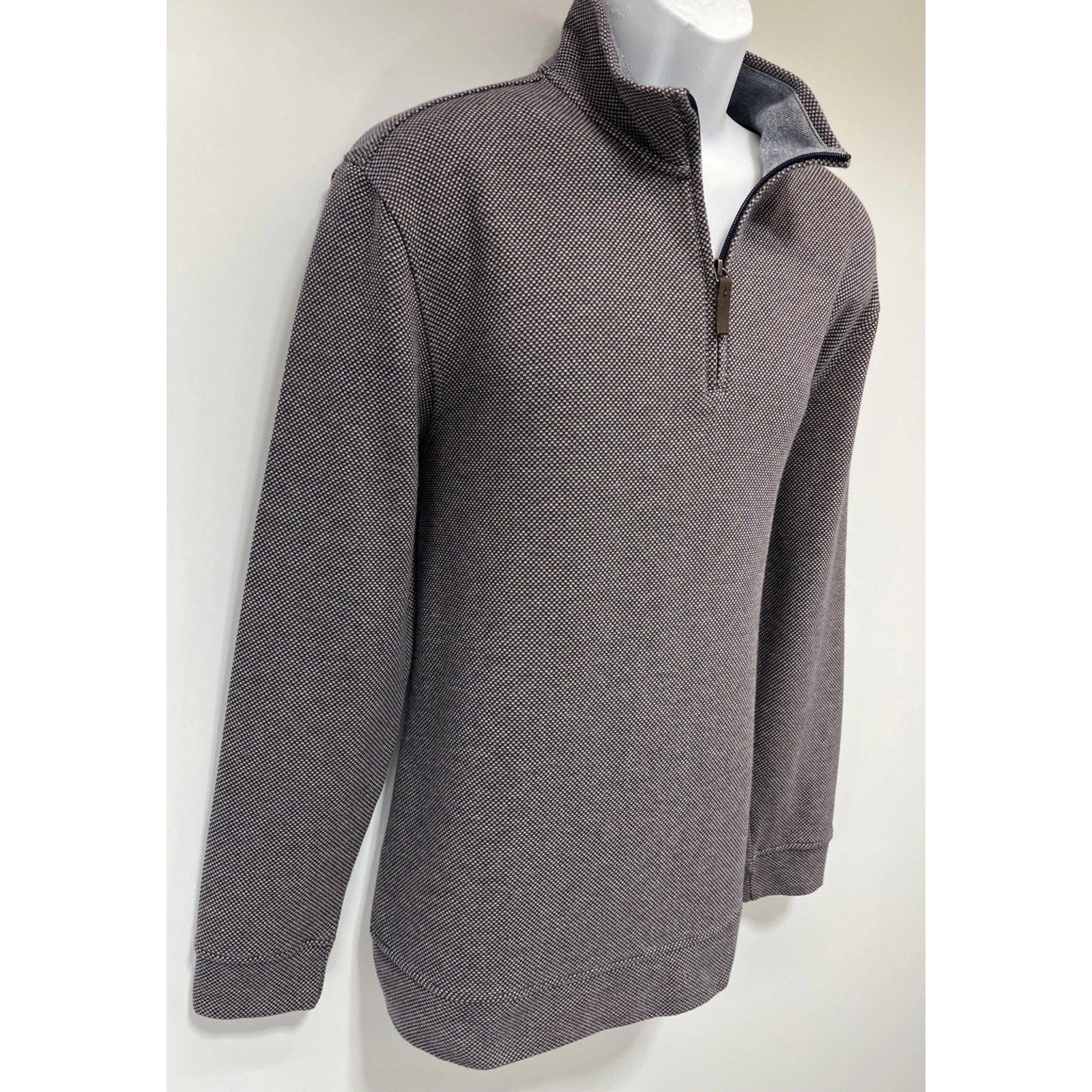 CLUB ROOM DOTTED GRAY LARGE HALF ZIP MOCK NECK SOFT SWEATER MENS