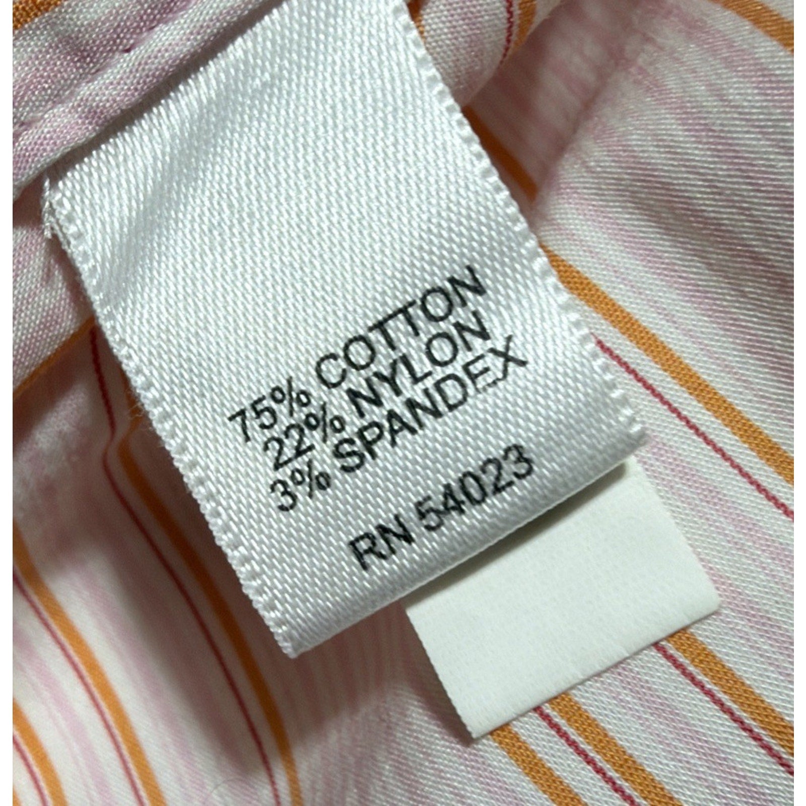 Banana Republic Shirt Men's Size L 16-16.5 Slim Fit Orange Pink Stripe Stretch