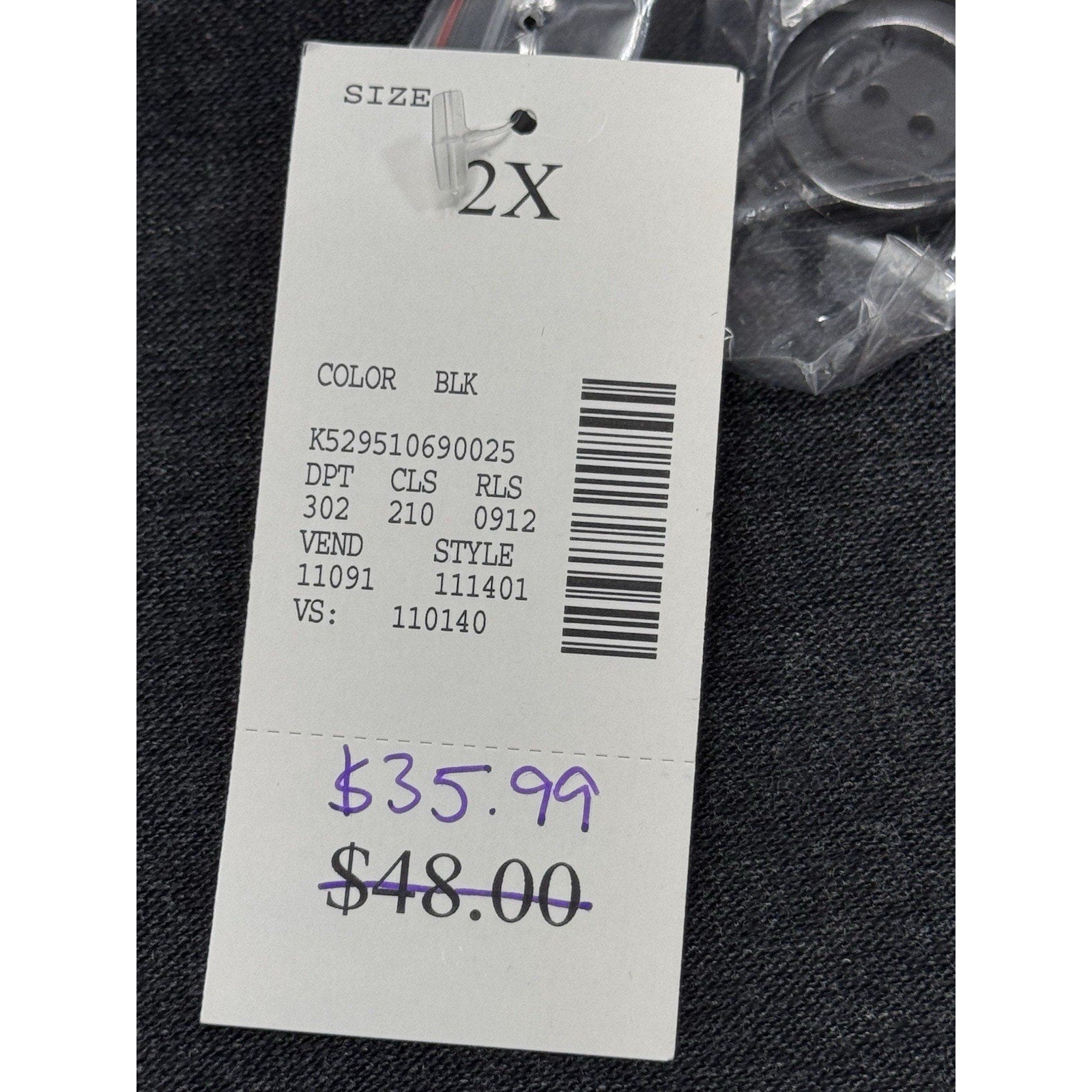 Liz &Me For Catherines Gray Black Button Cardigan Oversized Women’s Size 2X NWT