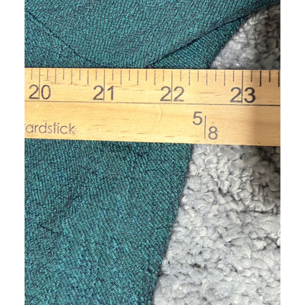 Ali Miles Roll Up 3/4Sleeve Cowl Neck Asymmetric Textured S Teal Green Tunic Top