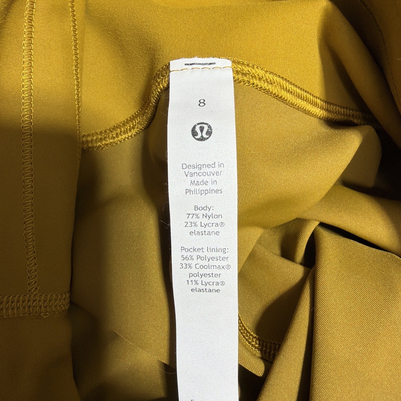 Lululemon Athletica Align High Rise 8” Inseam Shorts Mustard Yellow Womens 8