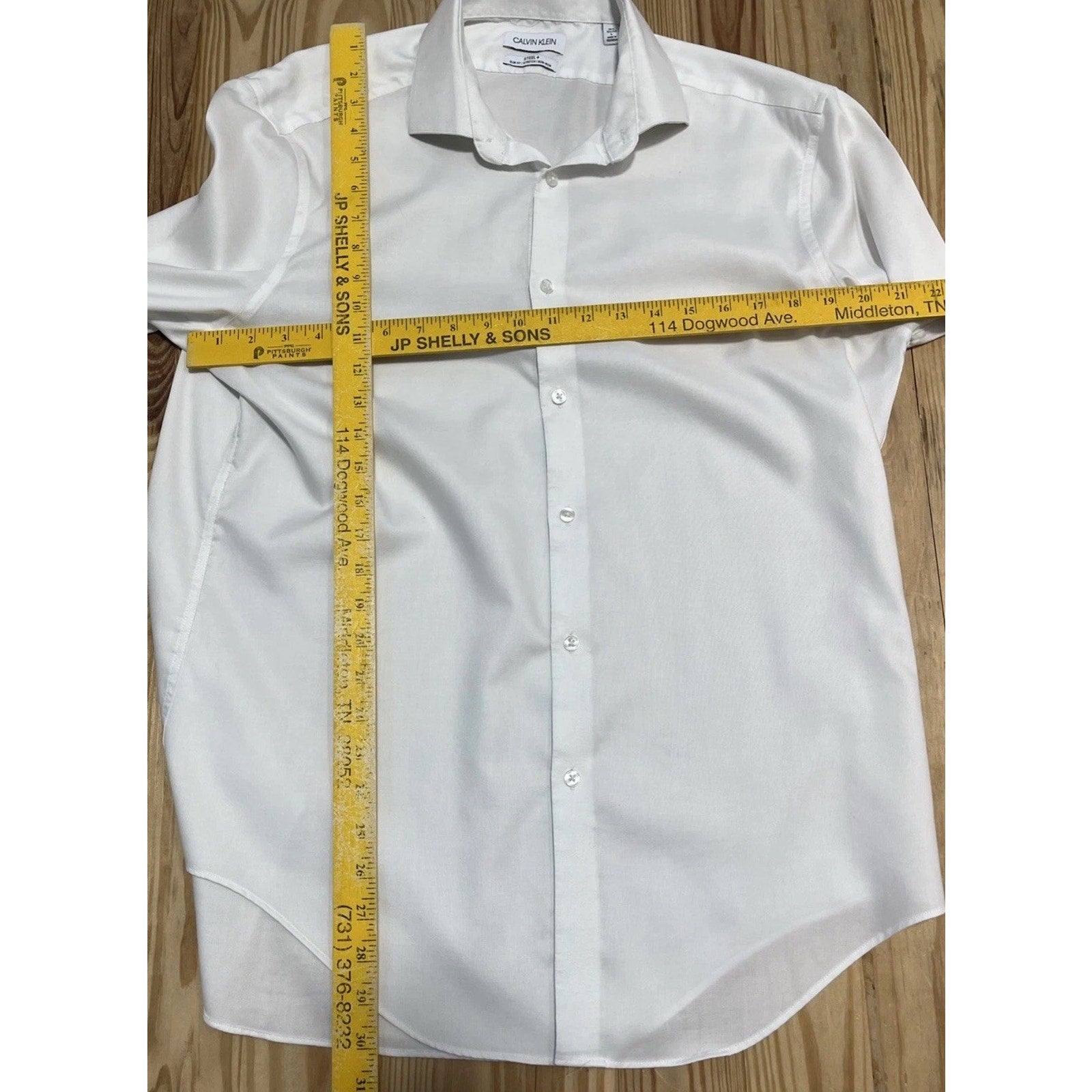 Calvin Klein Steel Non Iron Slim Fit Button Up Dress Shirt Size Large
