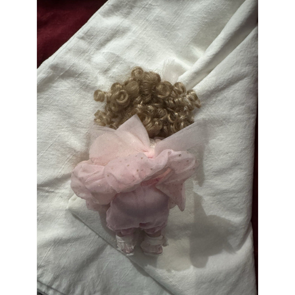 Marie Osmond Porcelain Doll 2005 Signed 5”Blonde Girl Pink Dress