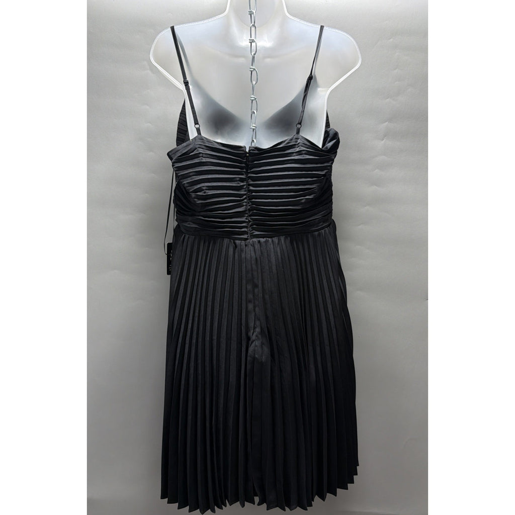 New Express Black V-neck Pleated Lined Mini Dress Size L NWT 88$ Msrp