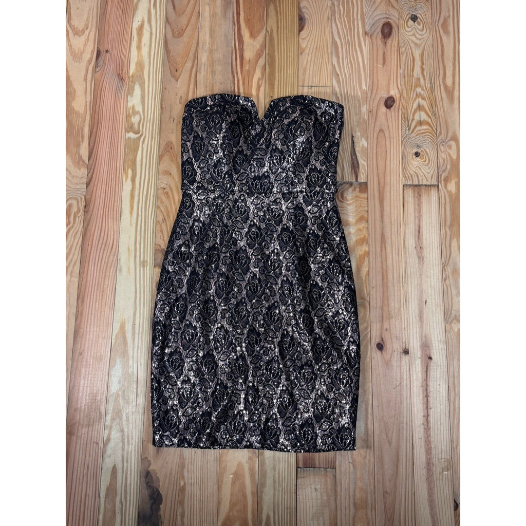 Bisou Bisou Dress Blush/Black strapless with attachable straps NWT Women’s 8