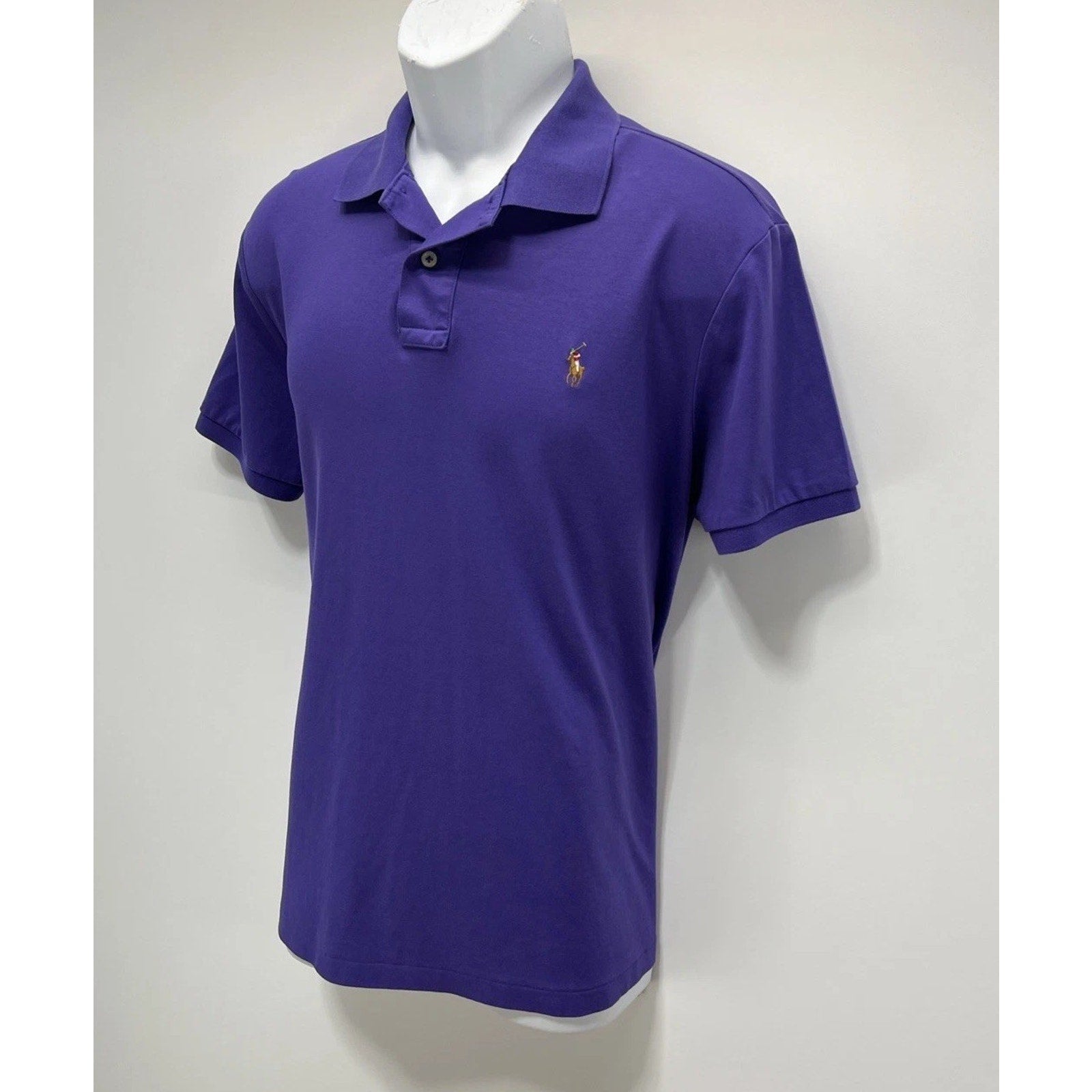 Polo Ralph Lauren Shirt Size L Purple Flesh Pony Pima Soft Touch Cotton Polo