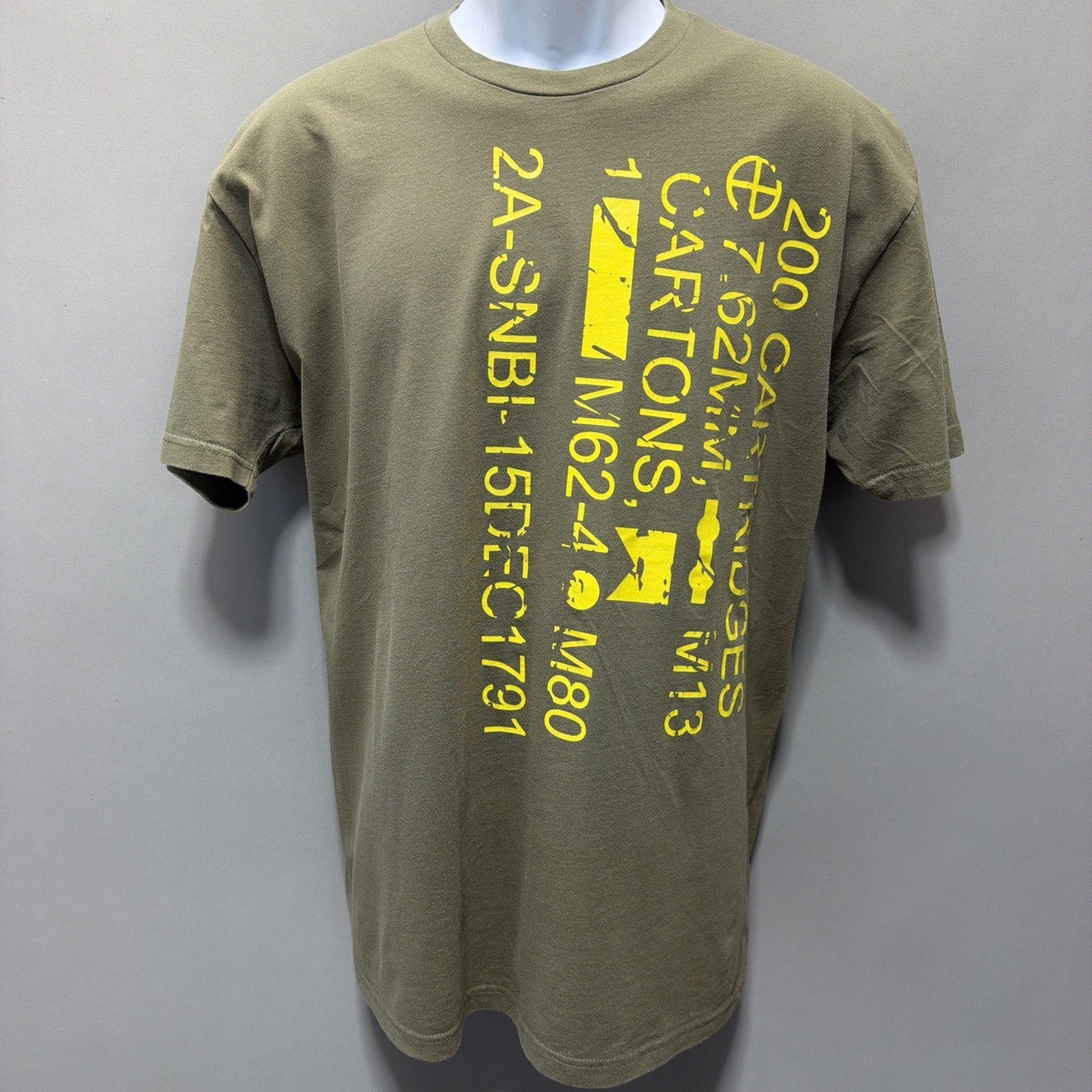 Men’s Green Grunt Works Artillery Spell Out Short Sleeve T Shirt XL Made USA