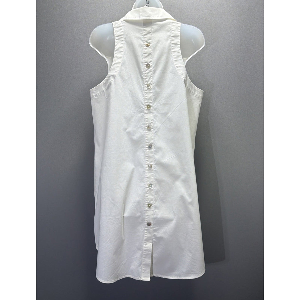 SPENSE White Button Down Sleveless Cotton Shirt Dress Pockets Stretch Sz 10 NWT