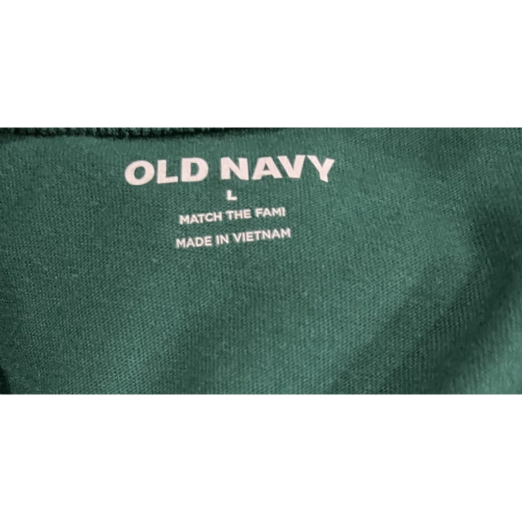 Old Navy Green Christmas "Santa Knows Whats Up" T- SHIRT Unisex Large