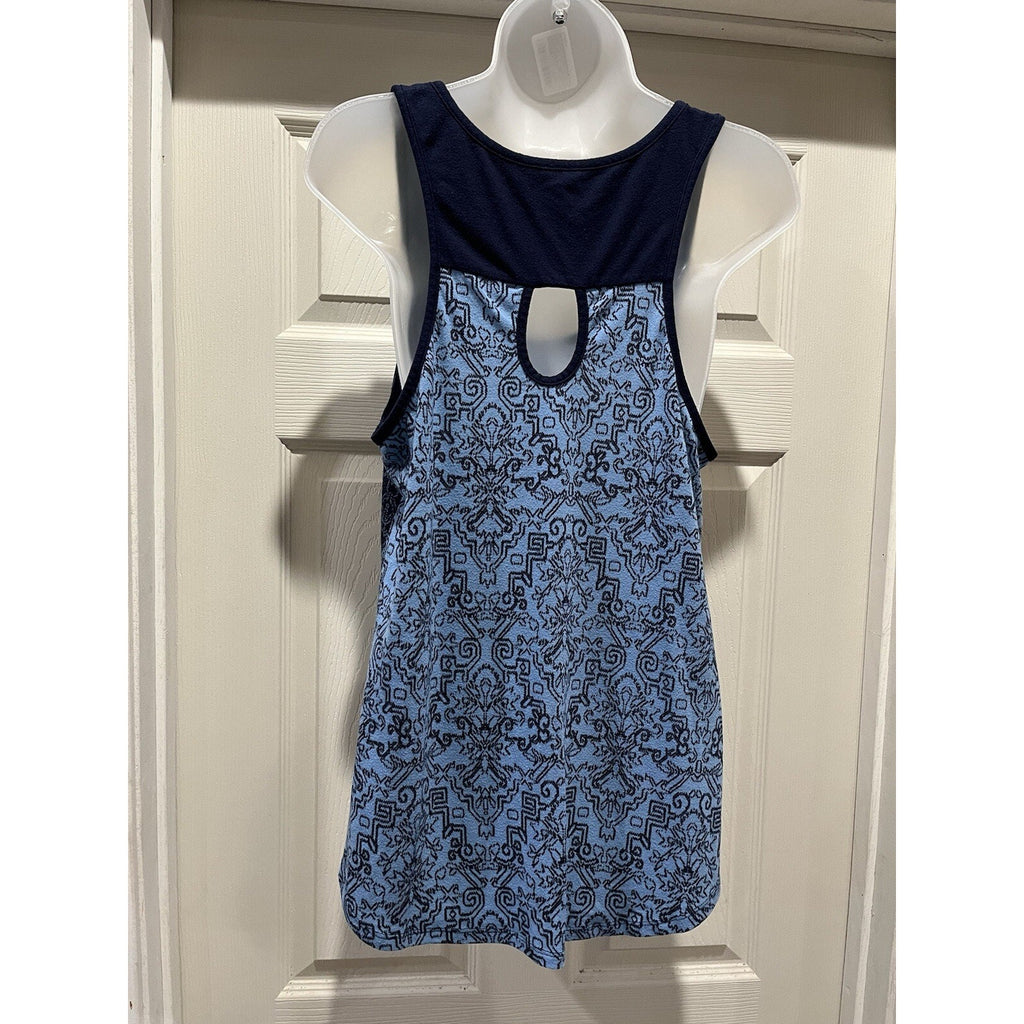 Gilligan & OMalley Blue Black Tunic Keyho Back Tank Top Women Size Large