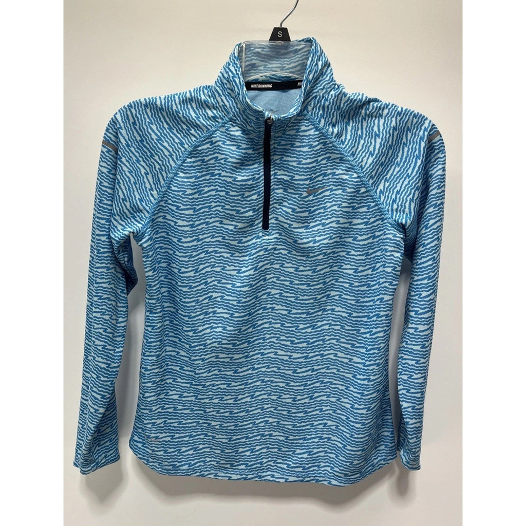 Nike Youth Girls Long Sleeve Running Shirt Blue Athletic Zip Dri Fit L