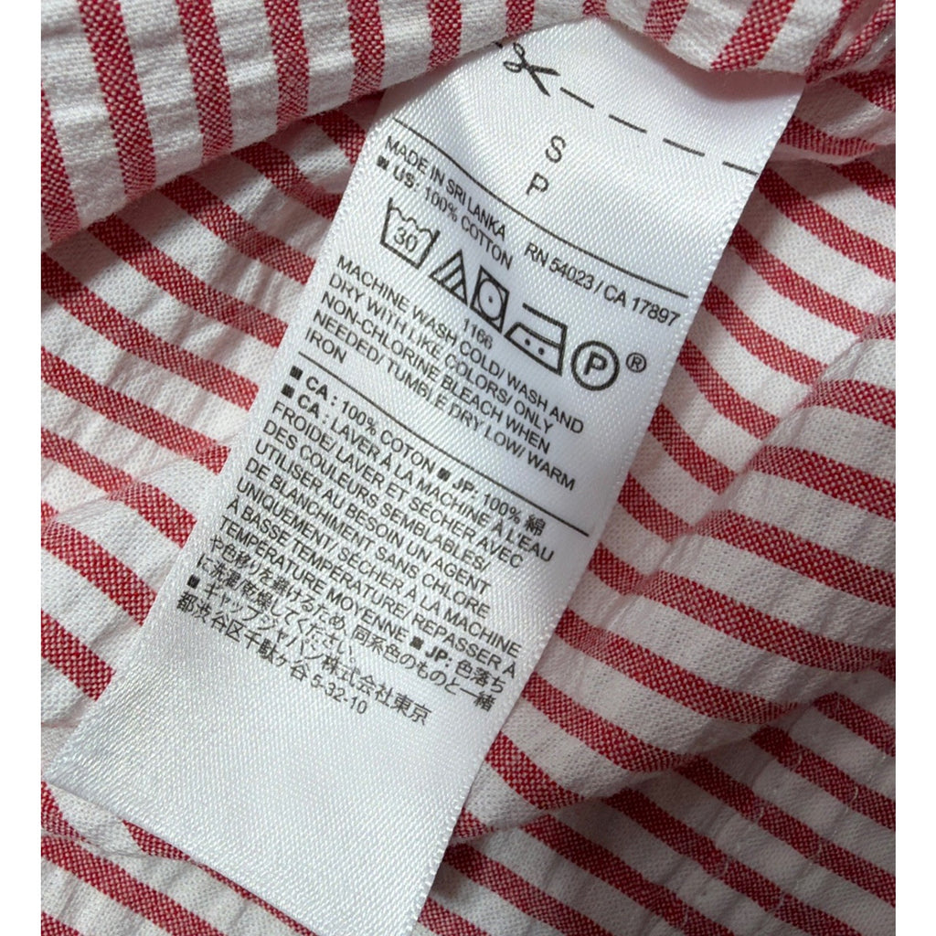 Banana Republic Shirt Men Small Red Striped Slim Fit Short Sleeve