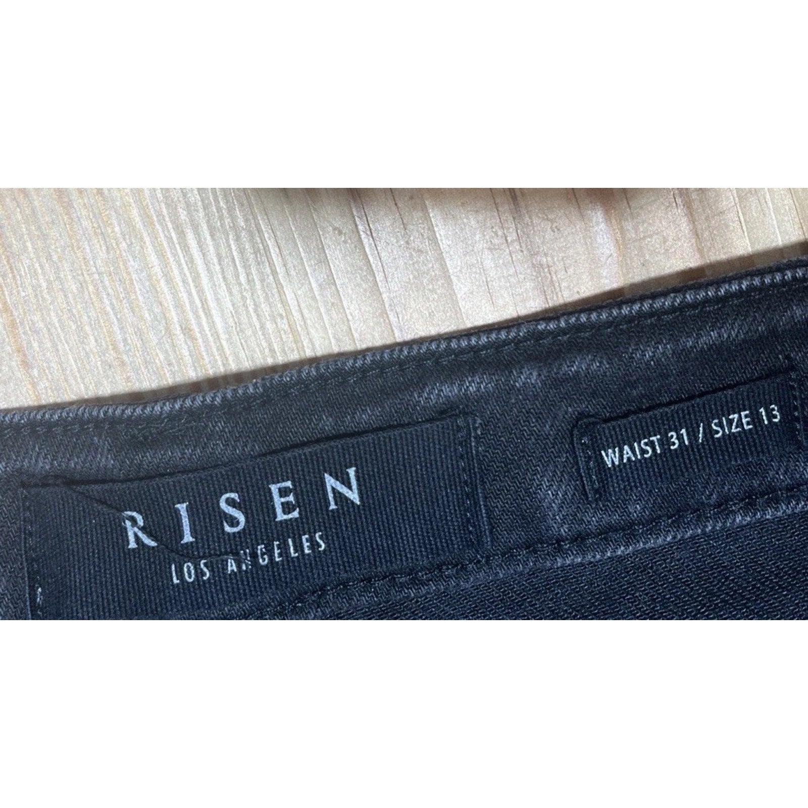Risen Jeans Women Flared Black Denim Button Fly High Rise Los Angeles 13/31x32
