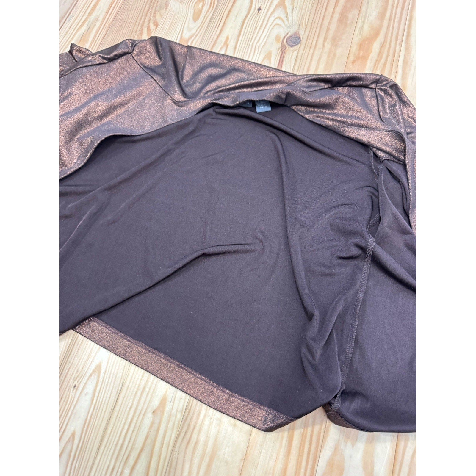 Chico's Traveler gold glittery open 3/4 sleeve easy care top Size 2/Large