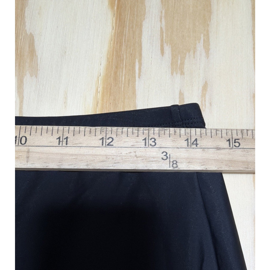 LIZ CLAIBORNE 12 High Rise Tummy Panel Full Coverage Swim Skirt Black New