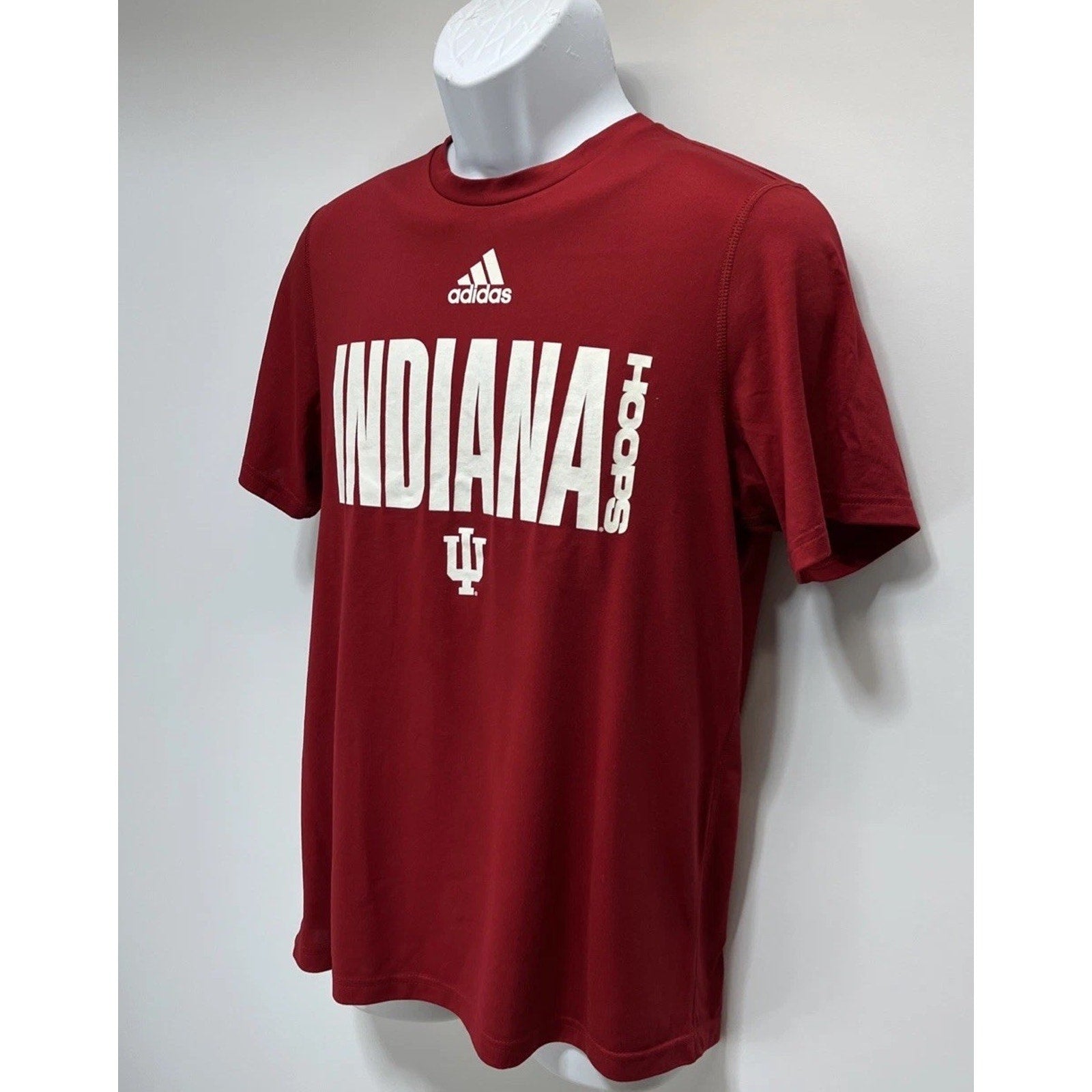 Adidas NCAA Indiana Hoosiers Basketball Team Locker Team T Shirt Red White M