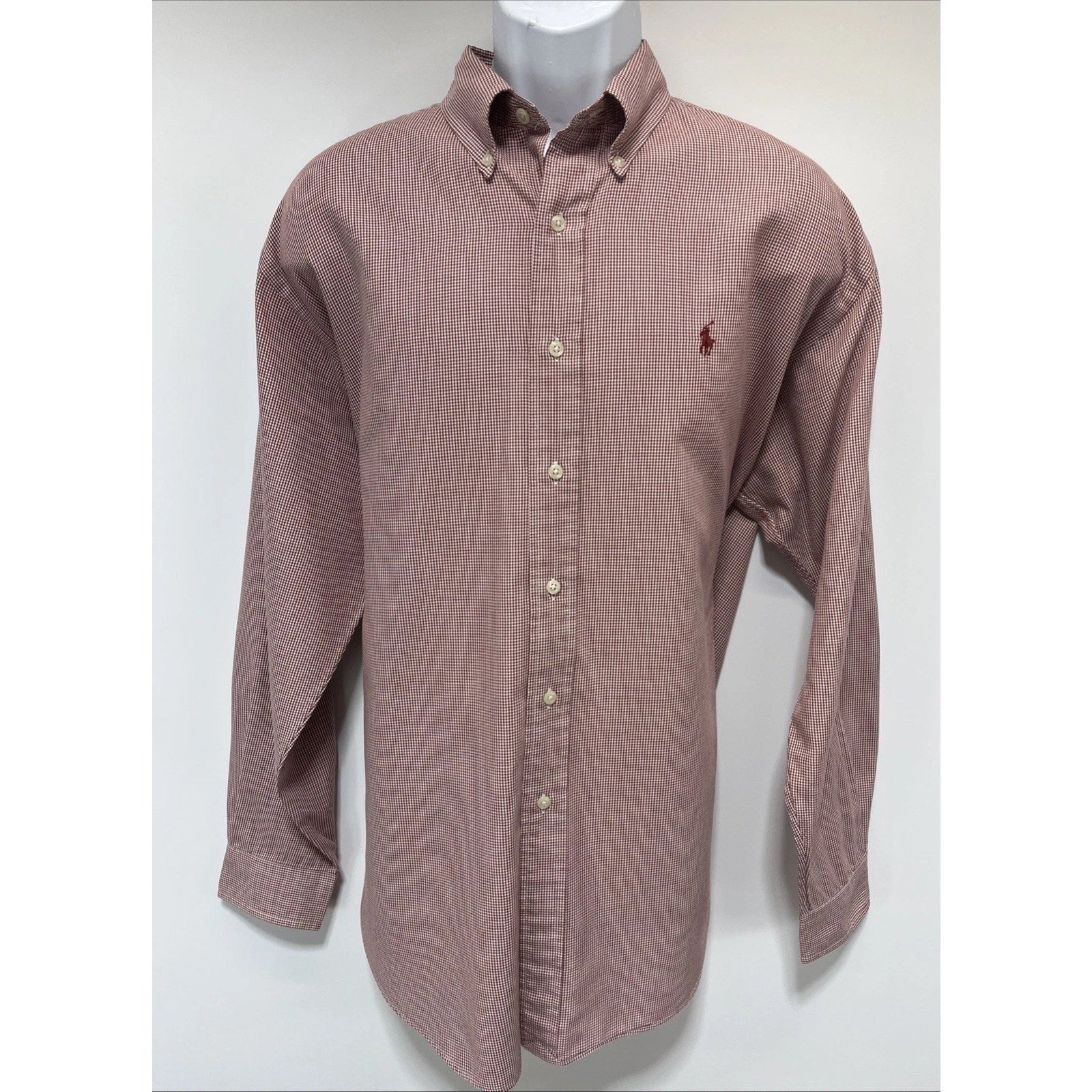 Polo Ralph Lauren Blaire Mens Red Check Long Sleeve Button Down Shirt Sz Large